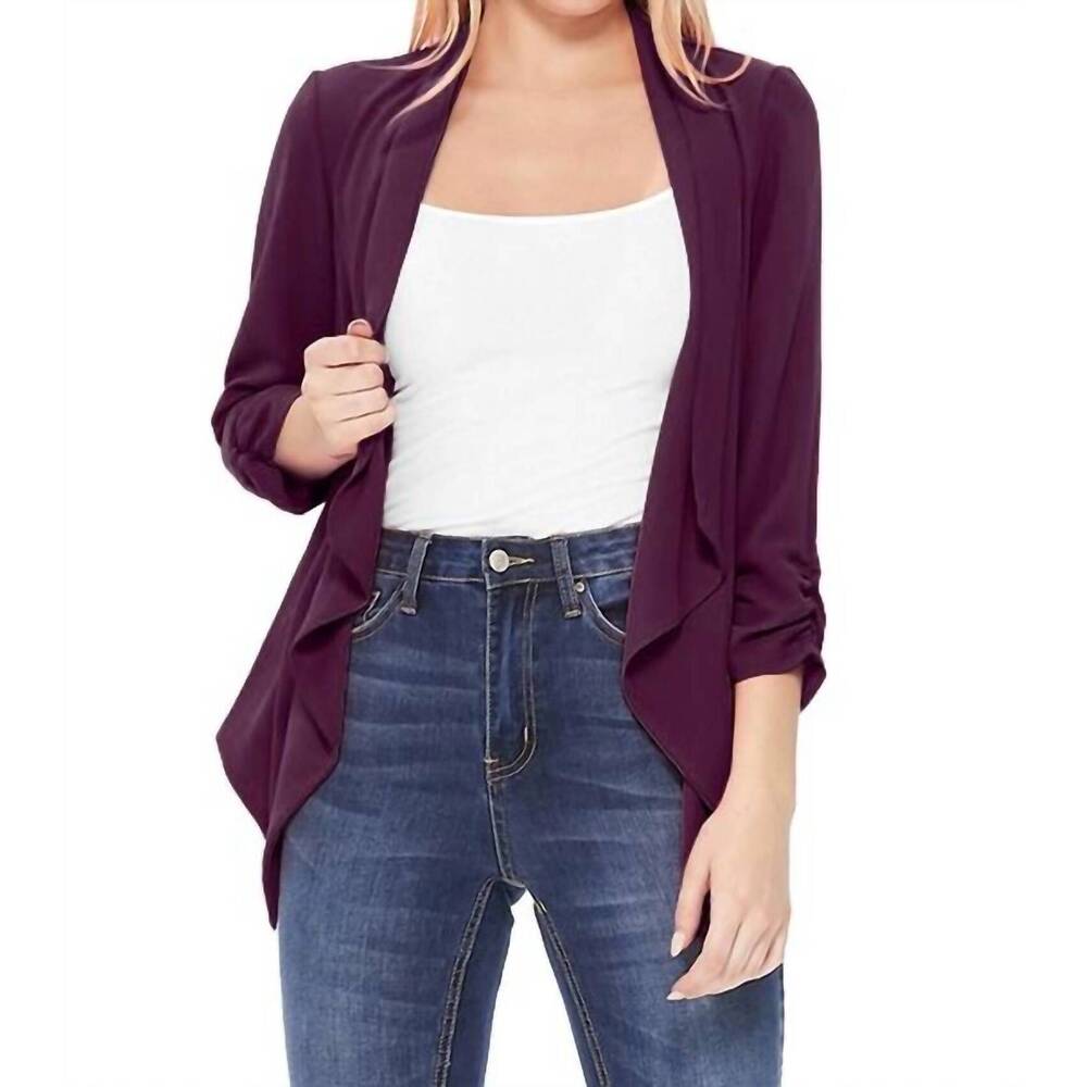 NEW MOA open front waist length blazer cardigan in plum